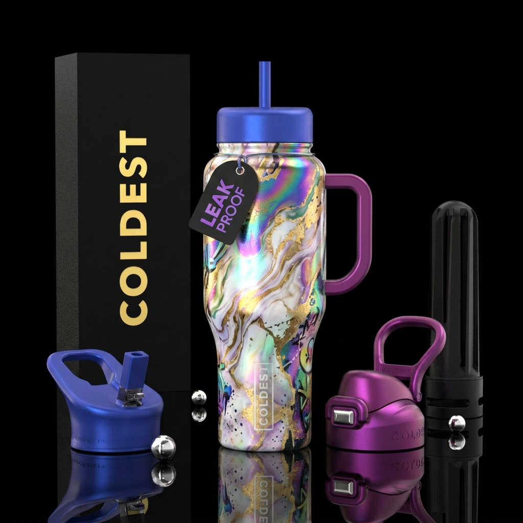 Marble mayhem water bottle design