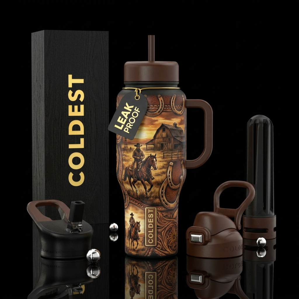 Western cowboy water bottle design