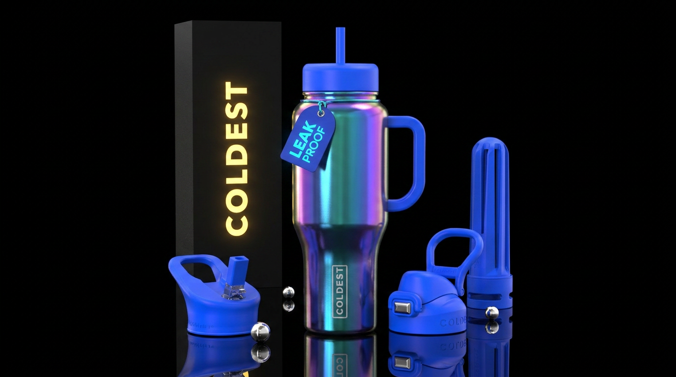 Electric blue water bottle design