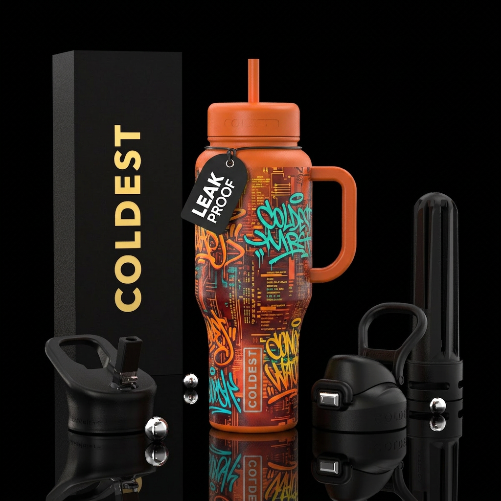 graffiti, rally racing, nano, orange water bottle design