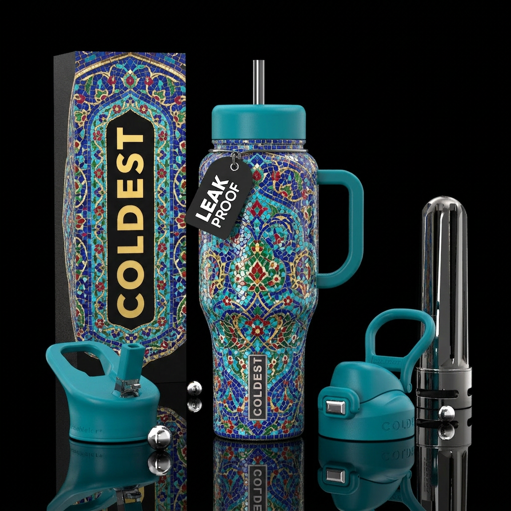 mosaic, peaceful, turkish, beautiul, vibrant water bottle design