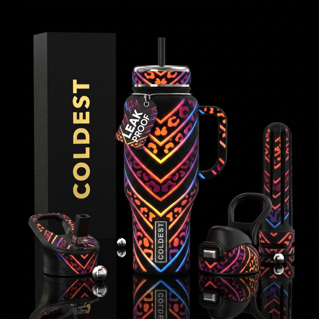 cheetah, velvet finish, infrared, chevron, glowie water bottle design