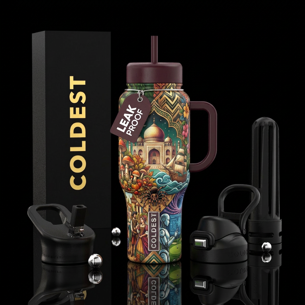 filipino, energetic, mushroom forest, golf, autumn... water bottle design
