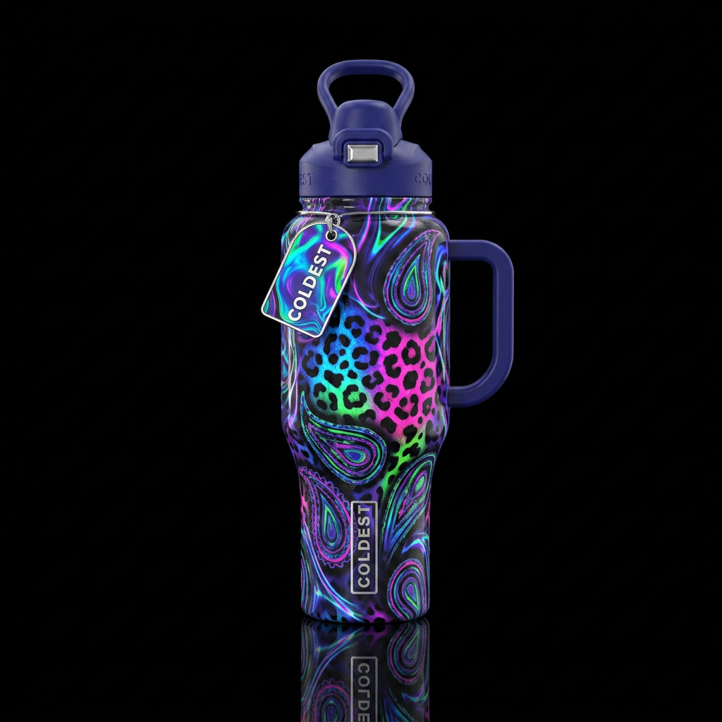 realism, liquid, neon, cheetah, spellbinding, pais... water bottle design