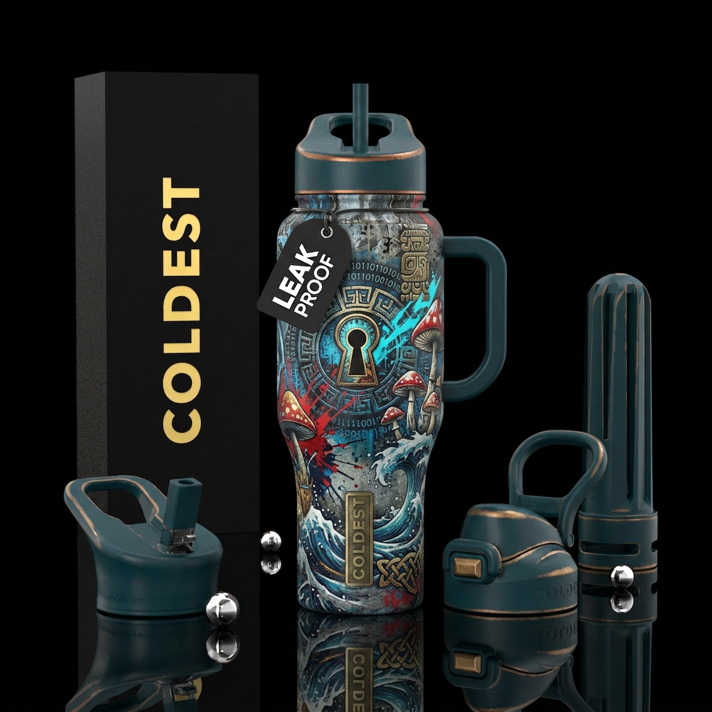 distressed, wonderland, toltec, wonderland, binary... water bottle design