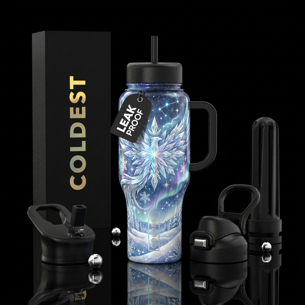 Create a breathtaking "Winter Nova" insulated bott... water bottle design