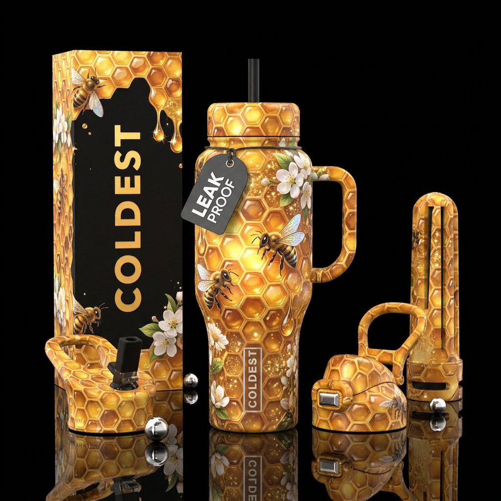 🐝 "Liquid Gold" Prompt Create a luxury honeybee-i... water bottle design