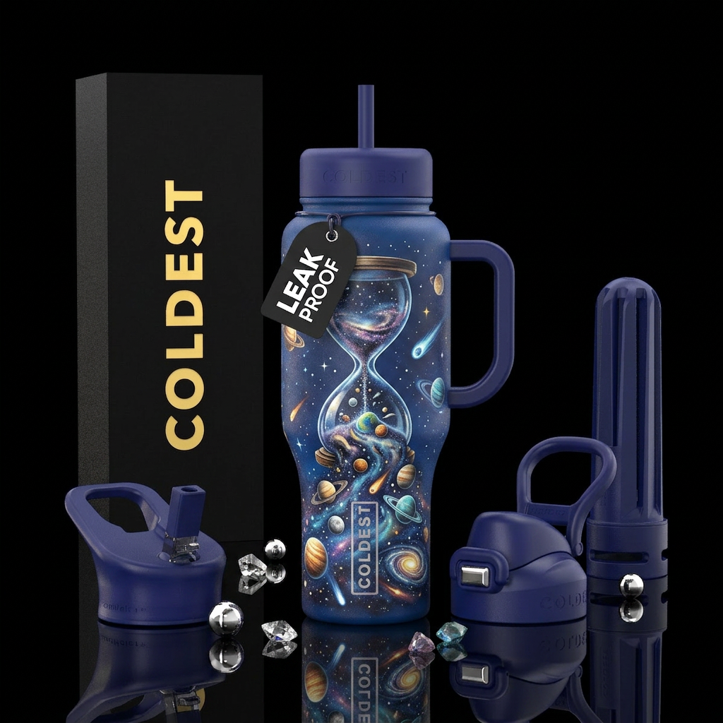 Sands of Time A giant celestial hourglass spilling... water bottle design