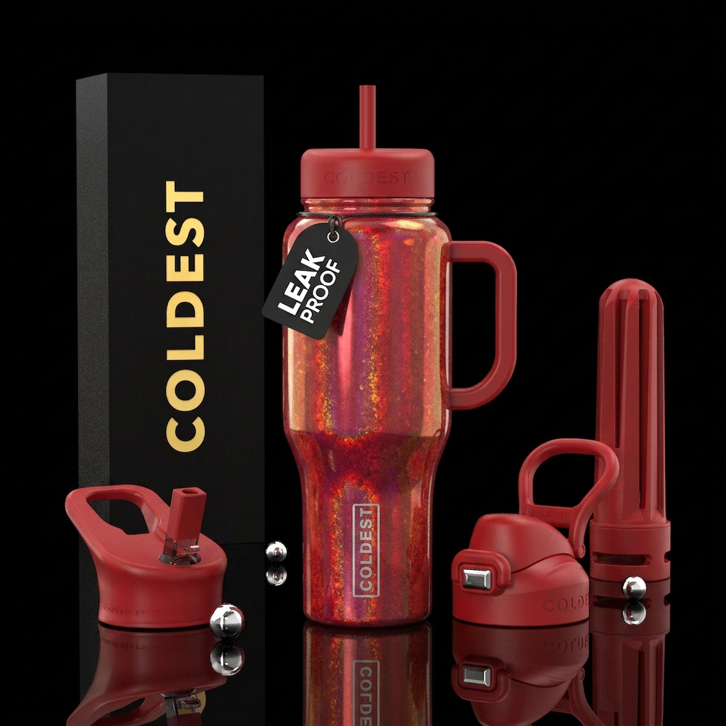 Red opal water bottle design