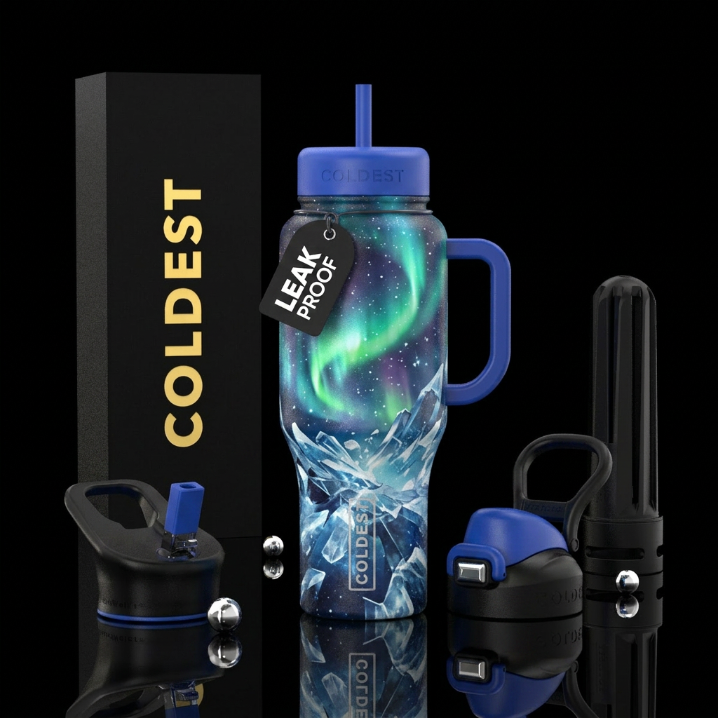 A frozen celestial explosion beneath the Northern ... water bottle design