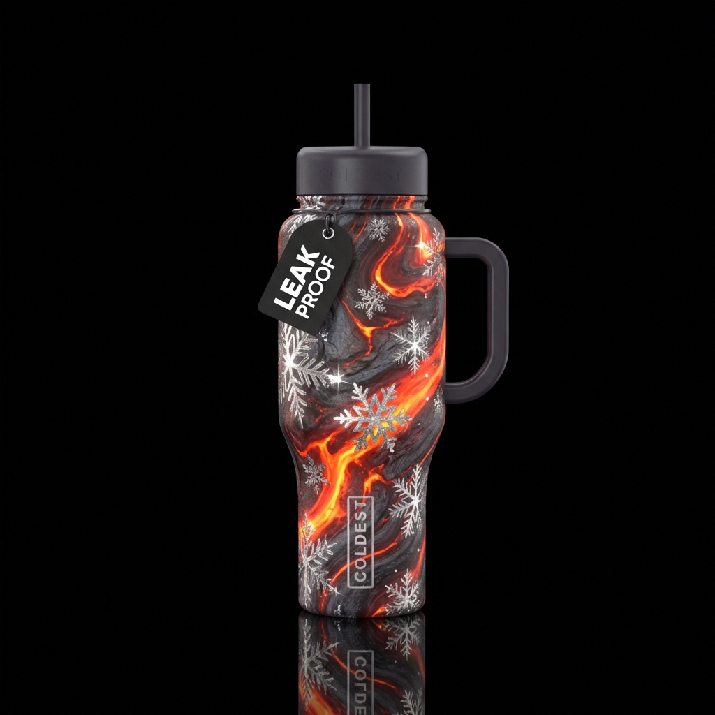 Lava, magma, charcoal, Cole mixed together marblei... water bottle design