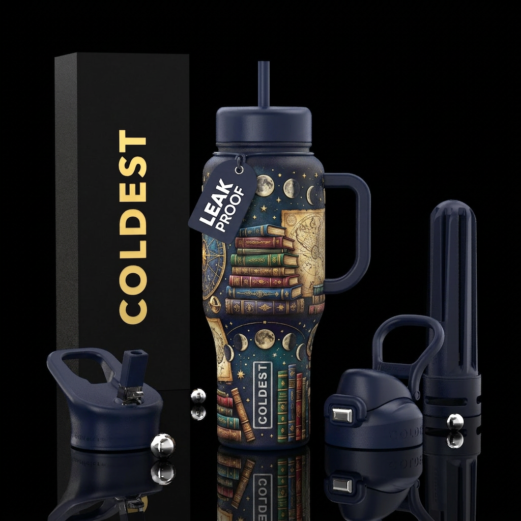 Books water bottle design