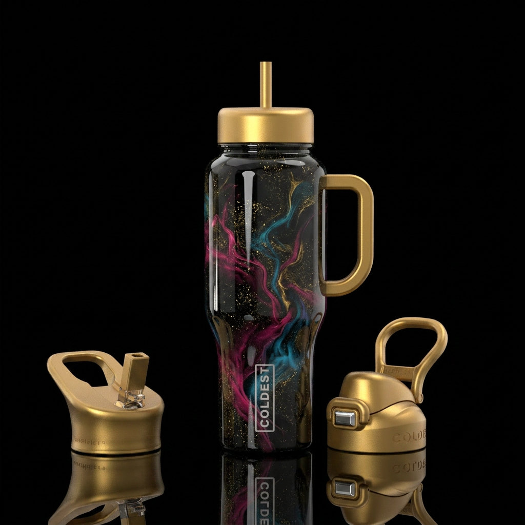 Hints of color water bottle design