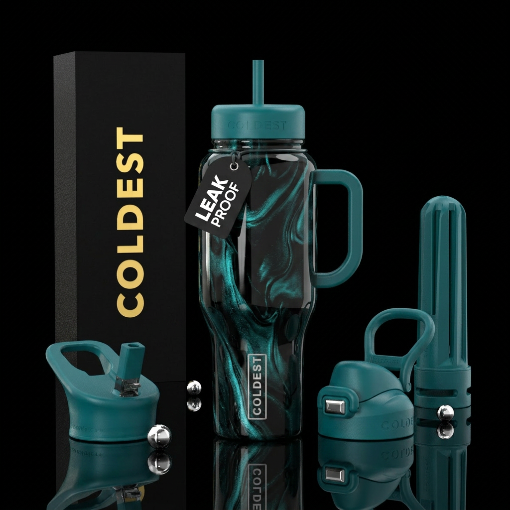 Light whispers of teal water bottle design