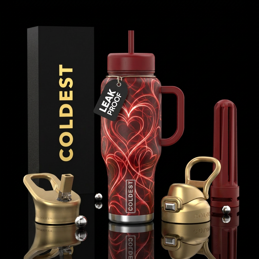 Hearts water bottle design