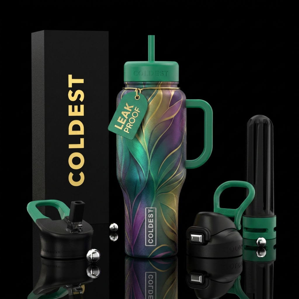 Calm day at the office water bottle design