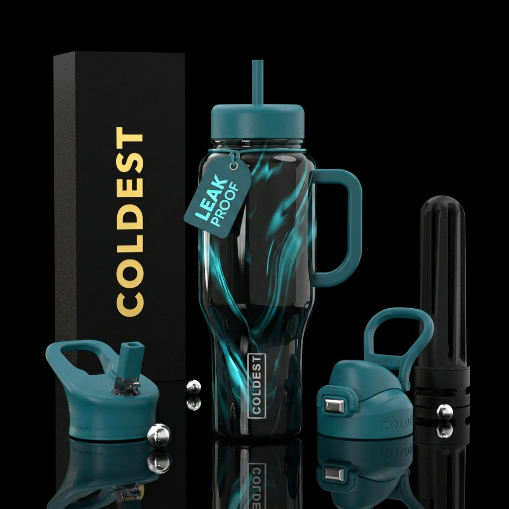 Turquoise whispers water bottle design