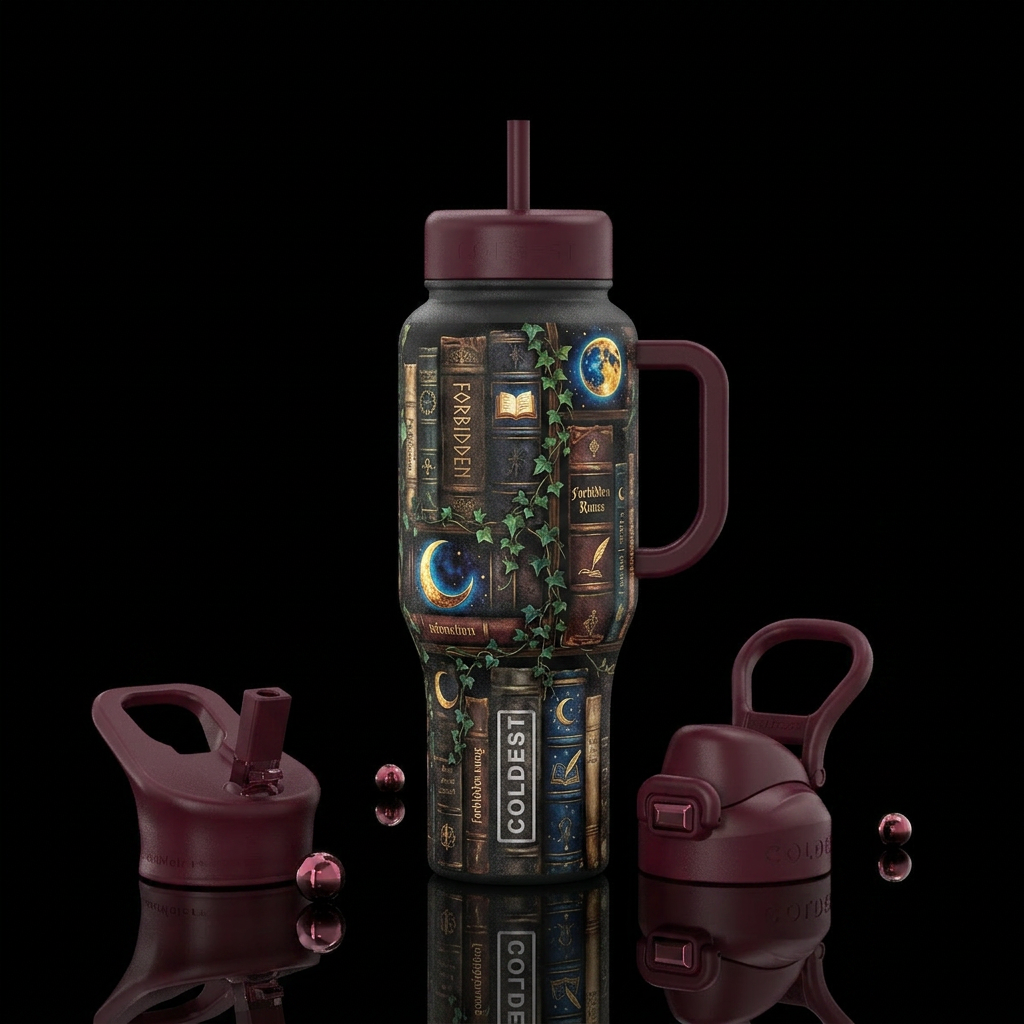 Mystery reading water bottle design