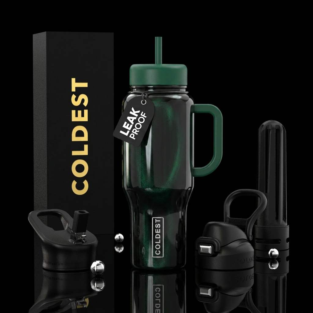 Hints of emerald green water bottle design