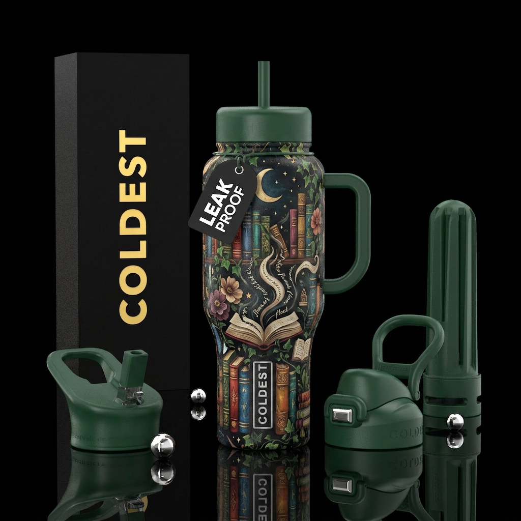 Whispers off the page water bottle design