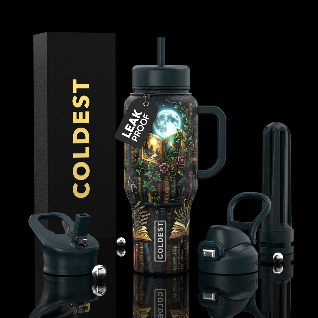 Love of books water bottle design