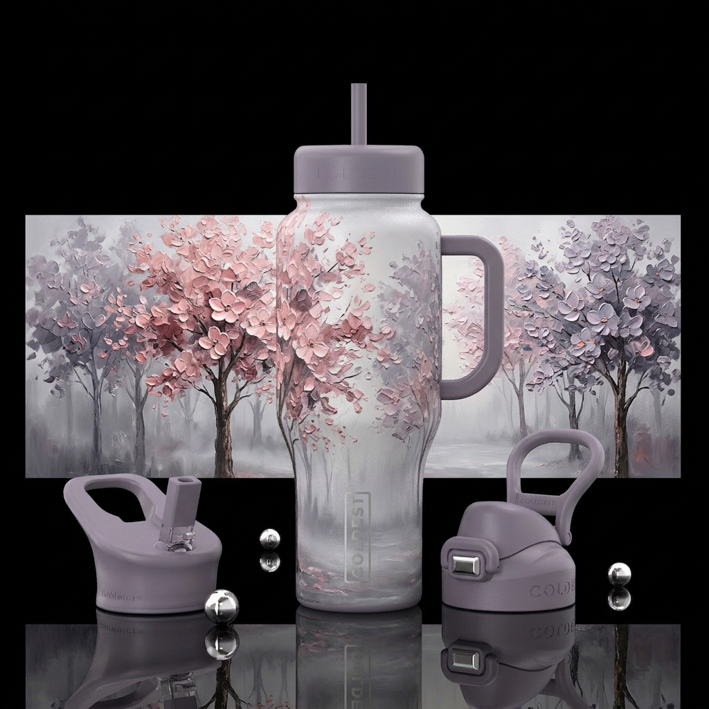 Through the trees water bottle design