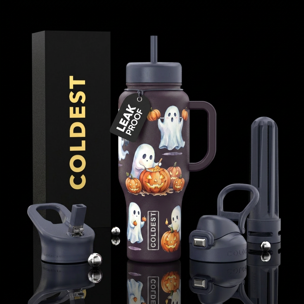 Mini ghosts water bottle design