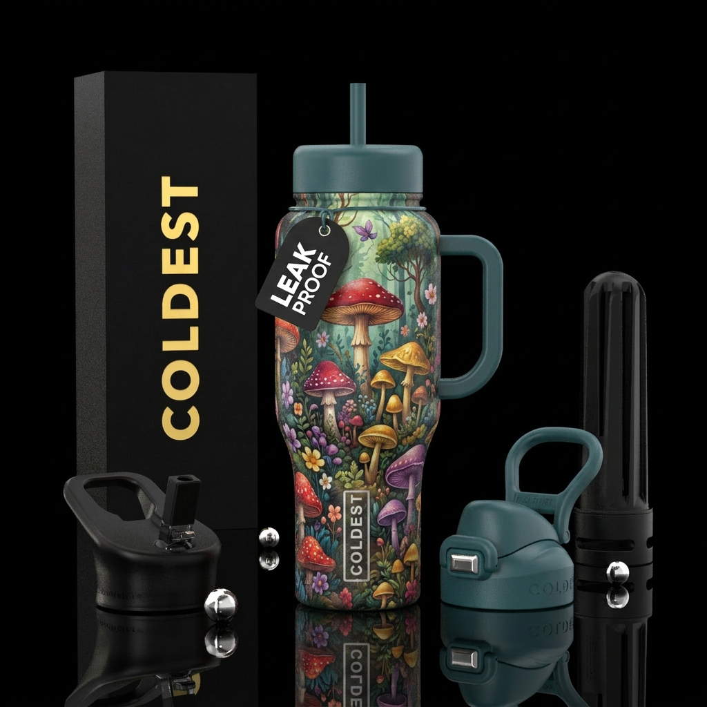 Mushrooms water bottle design