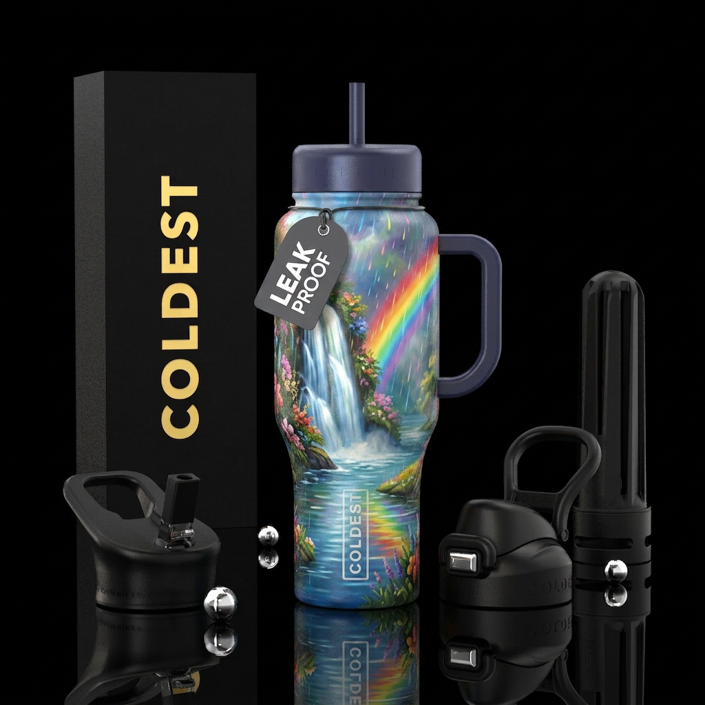 Waterfall water bottle design