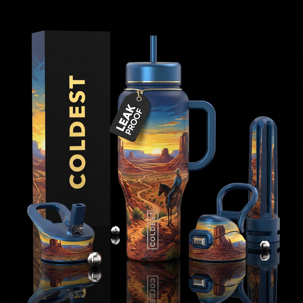 Cowboy view water bottle design