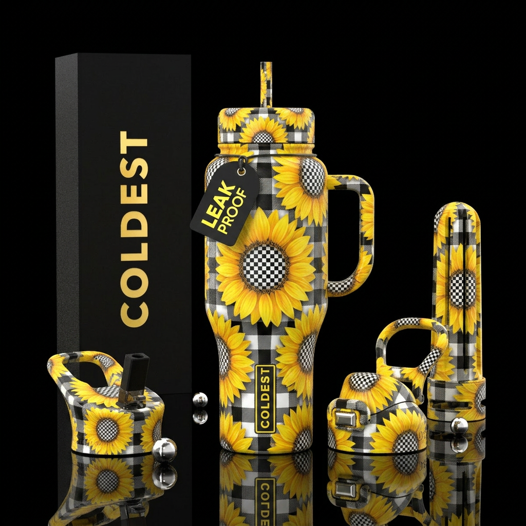 Sunflower check water bottle design