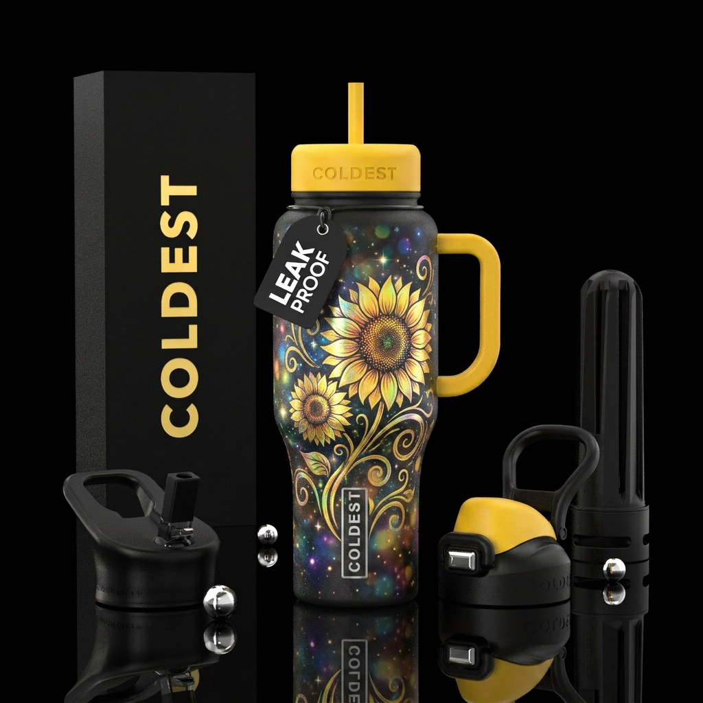 Magical sunflower water bottle design