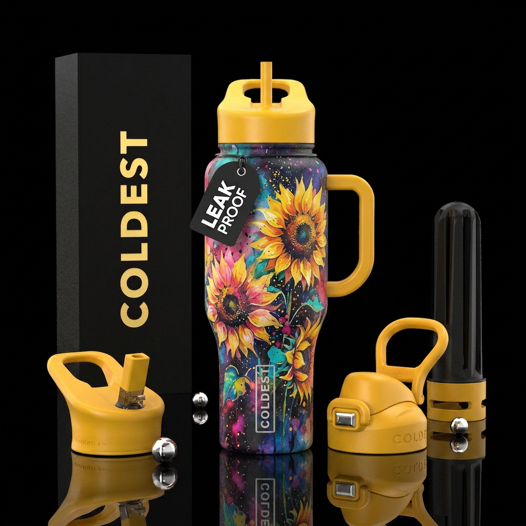 Brilliant sunfower water bottle design