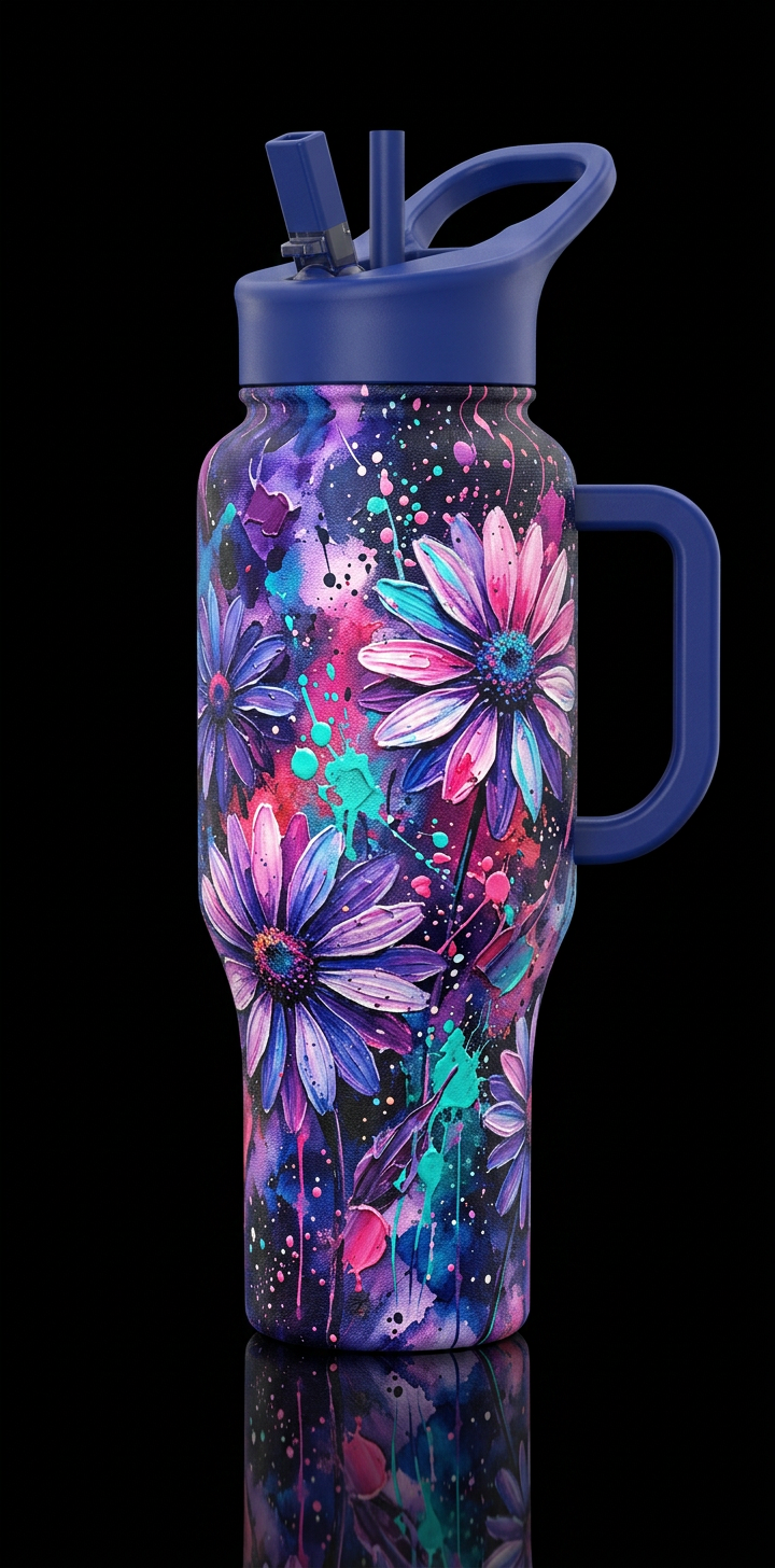 Daisy's in color water bottle design