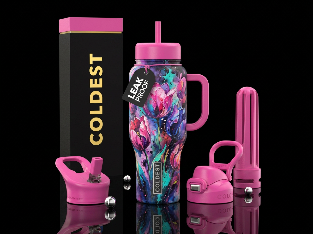 Tulips in color water bottle design
