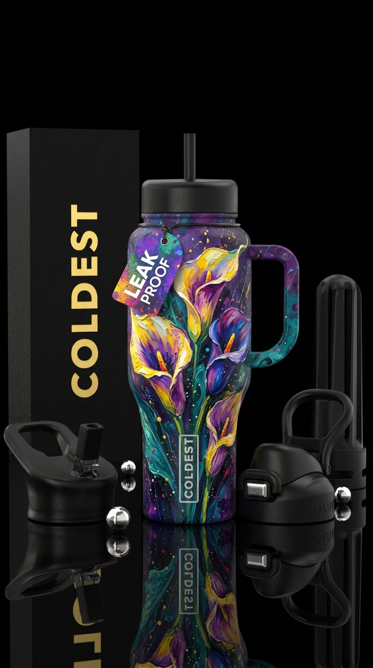 Cala Lilies in color water bottle design