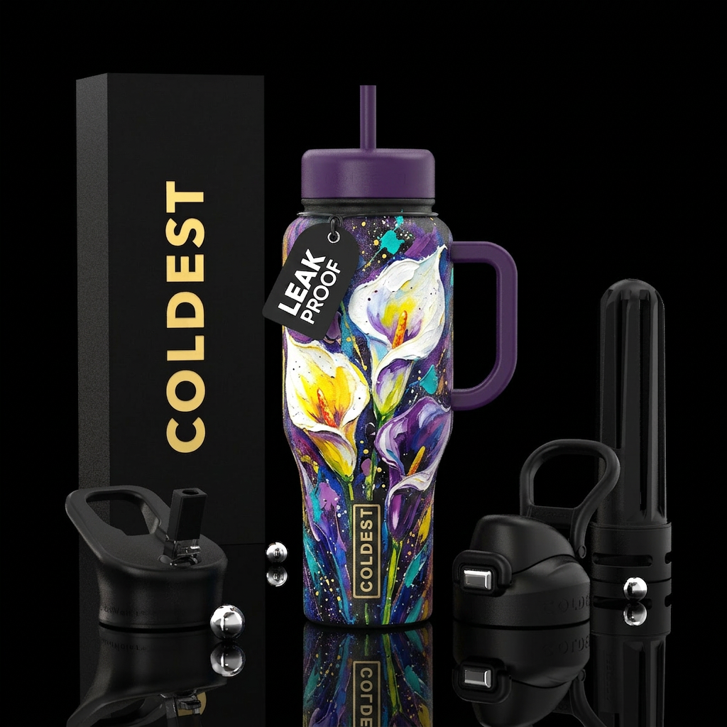 Cala Lilies in a splash of color water bottle design