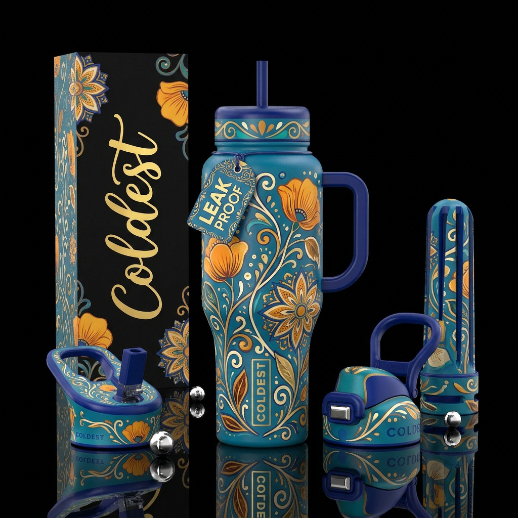 Golden water bottle design