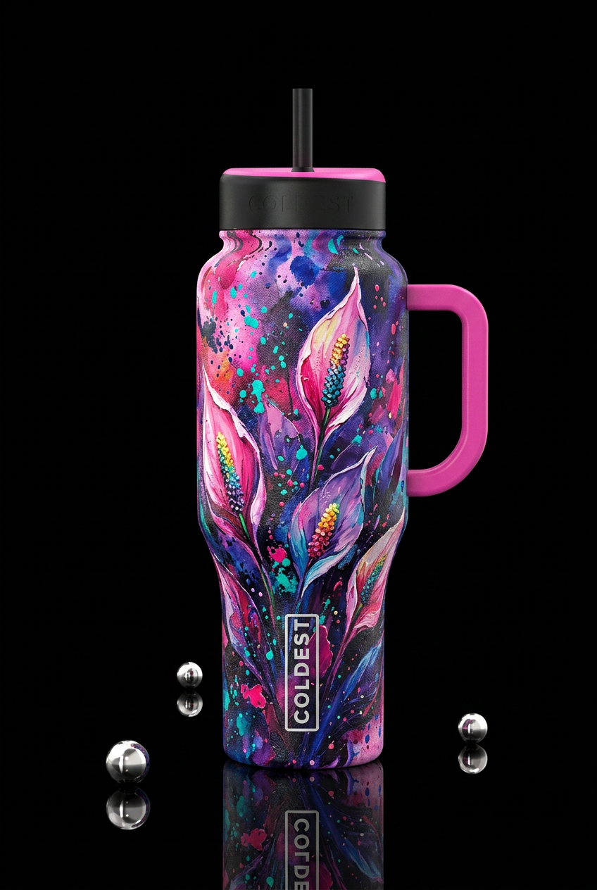 Peace lillies in color water bottle design