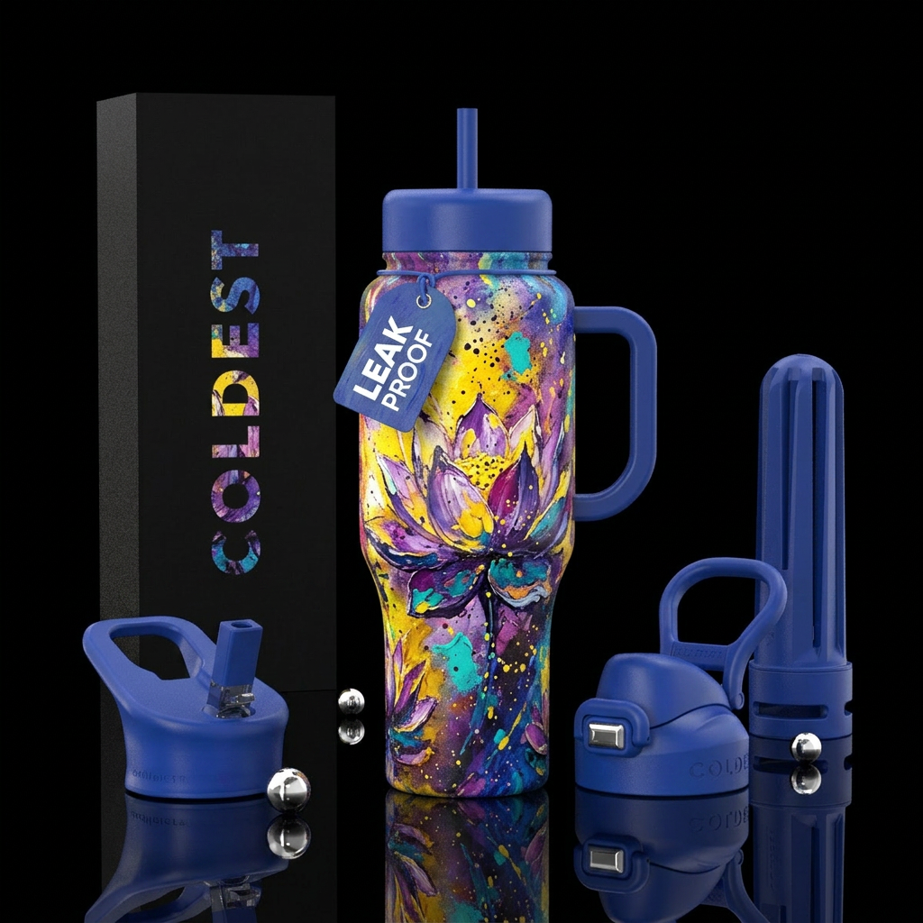 Lotus in color water bottle design