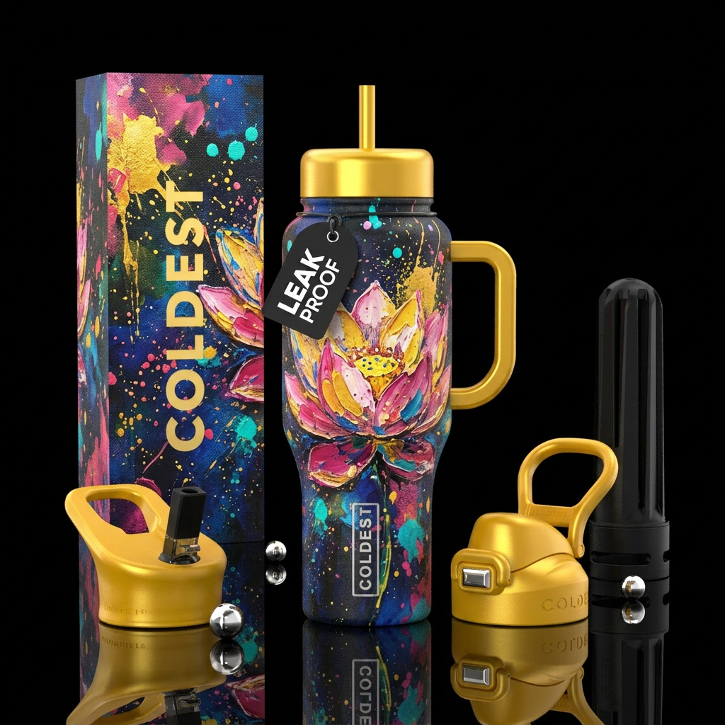 Lotus in color 2 water bottle design