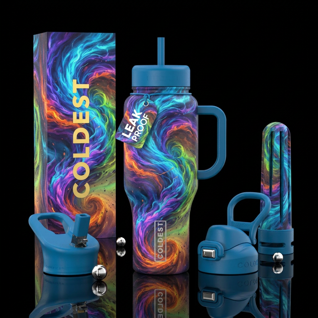 Storm in color water bottle design