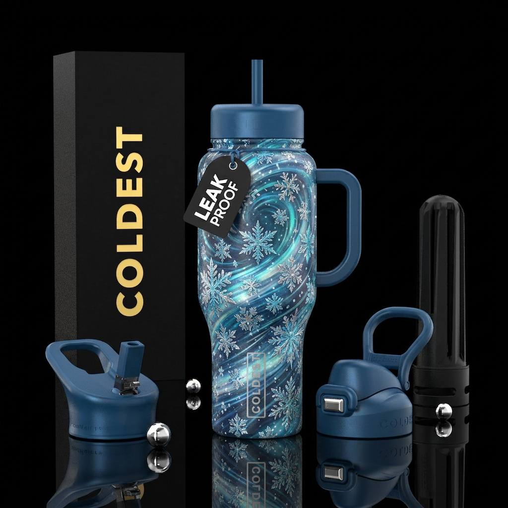 Snowflakes water bottle design