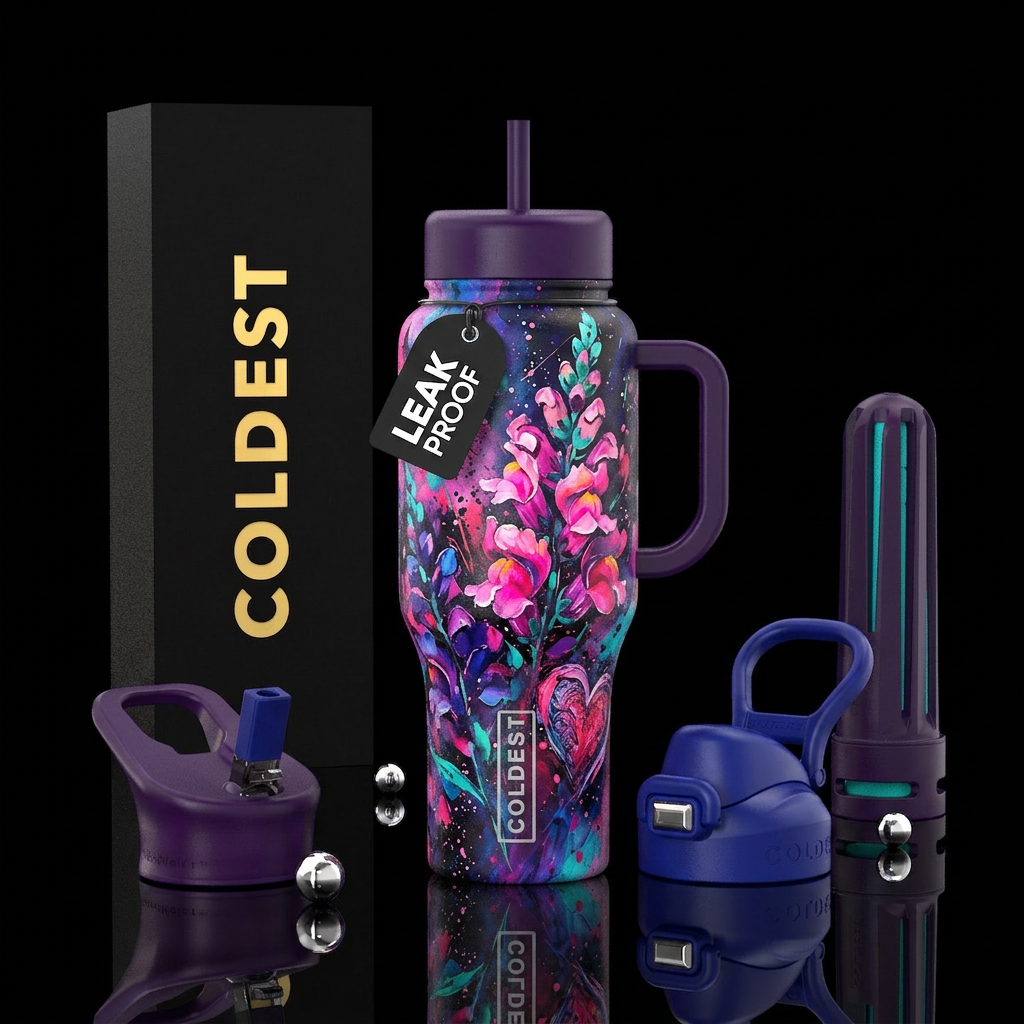 Snapdragon in color water bottle design