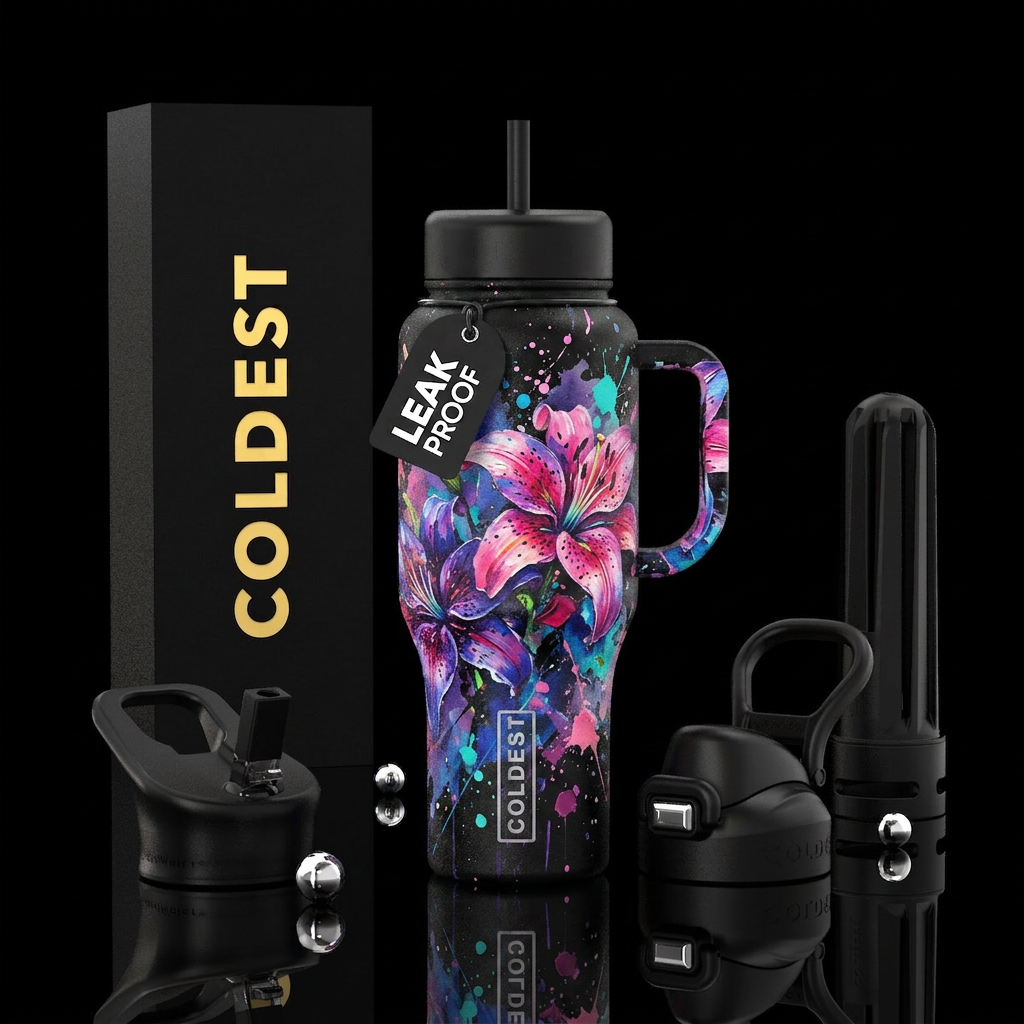 Cala Lilies in color water bottle design