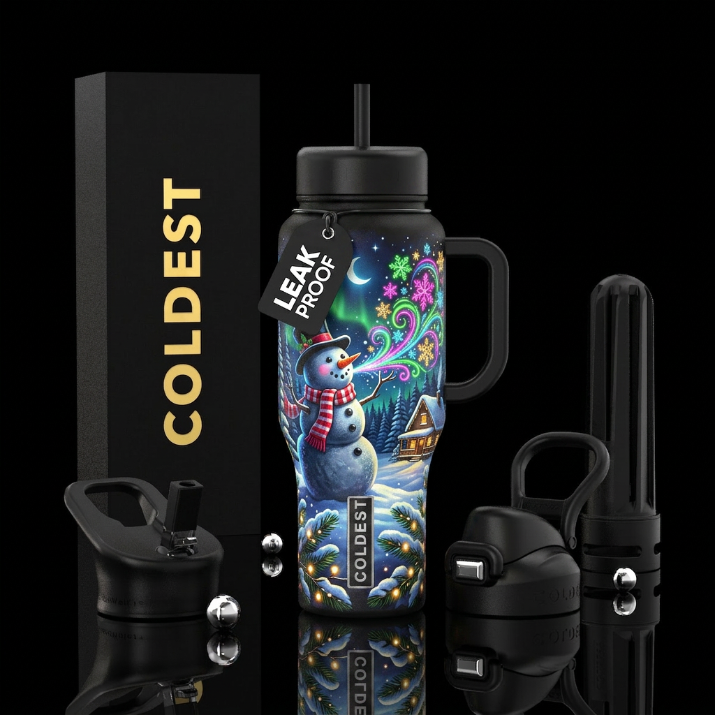 Snowman water bottle design