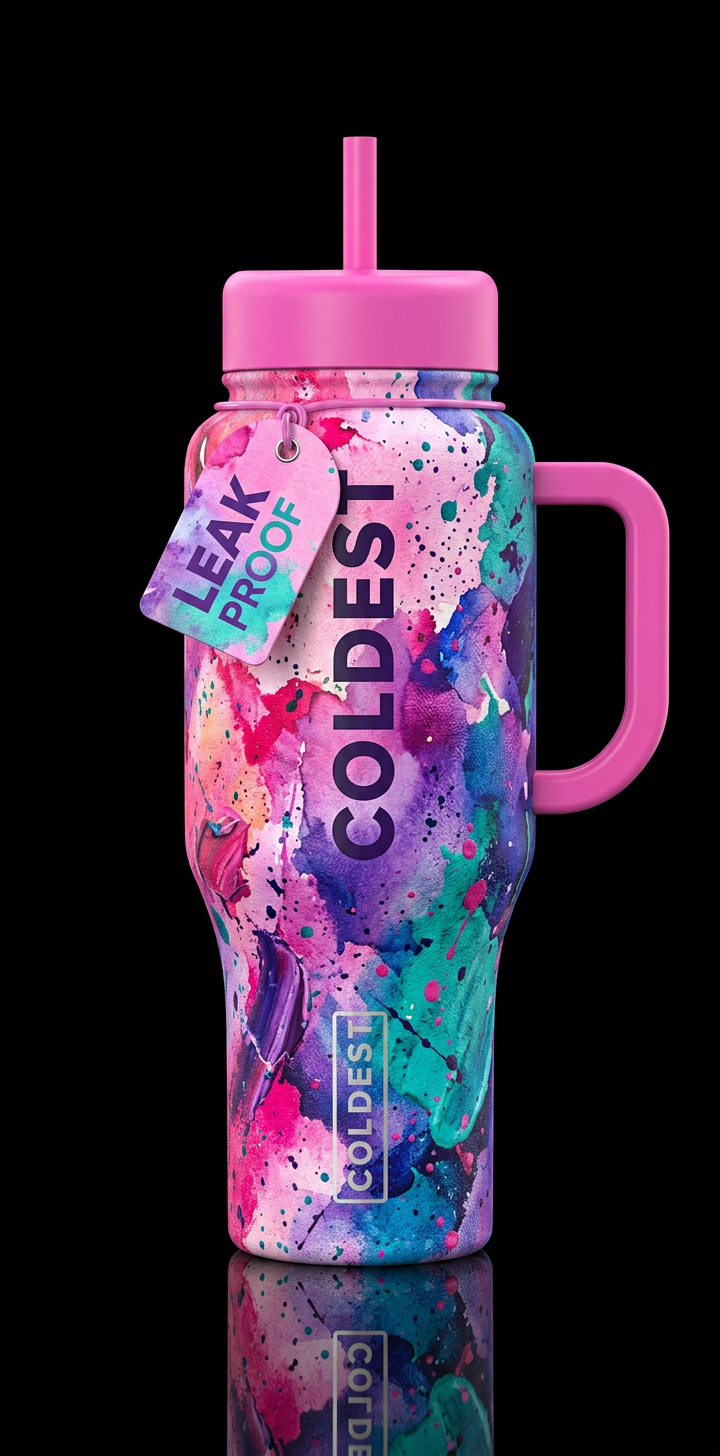 Explosion of colors water bottle design
