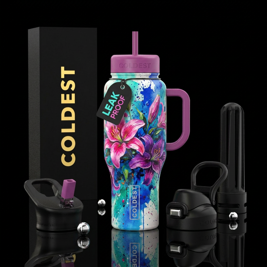 Exotic lillies water bottle design