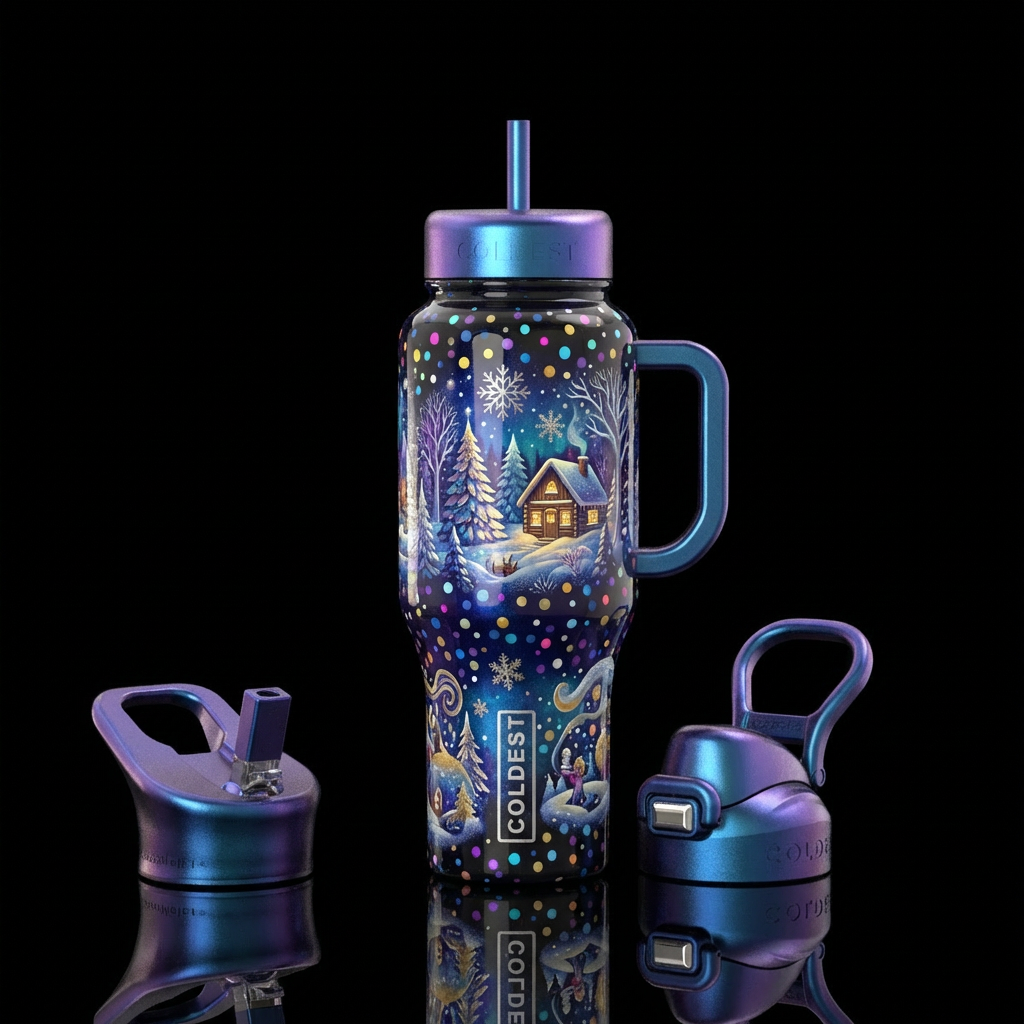 winter wonderland water bottle design