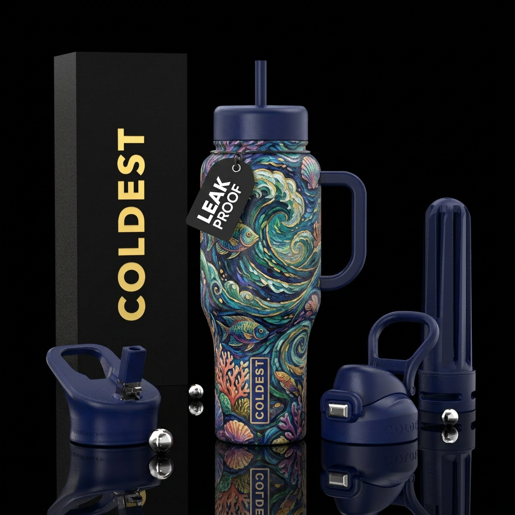 Ocean blues water bottle design